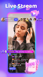 POPPO公式ストアのライブ配信紹介画像。配信映像とコメント欄が見える