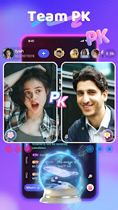 POPPO公式ストアのTeam PK紹介画像。2人の配信者が横に並ぶ画面
